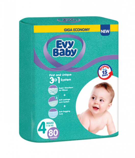 ايفي بيبي حفاضات رقم 4 (7-18 كج) 80حبة