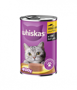 Whiskas Complete Wet Pet Food For Adult Cats with Sardines Flavour in Loaf 400g