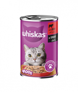Whiskas Complete Wet Pet Food For Adult Cats with Beef in Gravy 400g