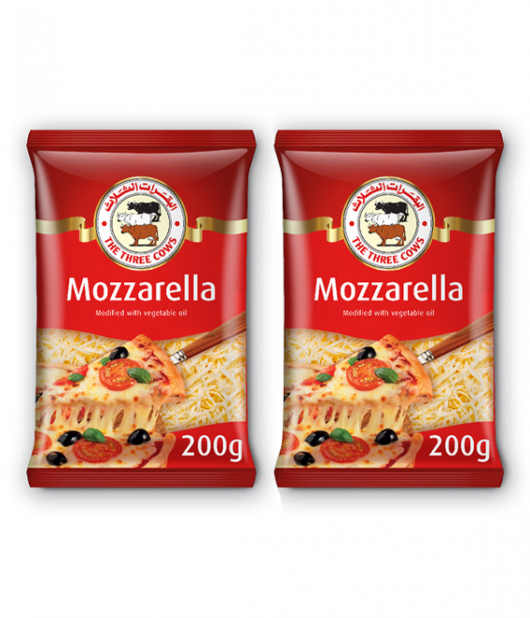 جبنة البقرات الثلاثة موزاريلا مبشورة 200 جم ×2