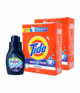 تايد أزرق مسحوق غسيل 2.5 كجم*2حبة +داوني 400 مل