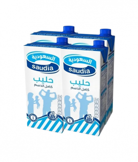 حليب السعودية 1 لتر كامل الدسم × 4حبة