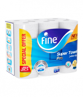 فاين منشفة منزلية سوبر برو 60 ورقة 3 طبقات 6 رول