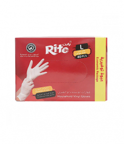 Rite household use gloves black color large size 40 pcs