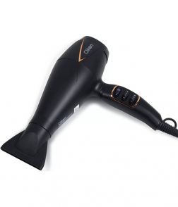 مجفف شعر احترافي من كليكون، 2 إعدادات للسرعة و3 إعدادات للحرارة، وظيفة النفخ البارد، فلتر قابل للإزالة، قوة 2300 واط، حلقة تعليق، فلتر قابل للإزالة، موزع متضمن، مع مكثف، أسود | CK3303