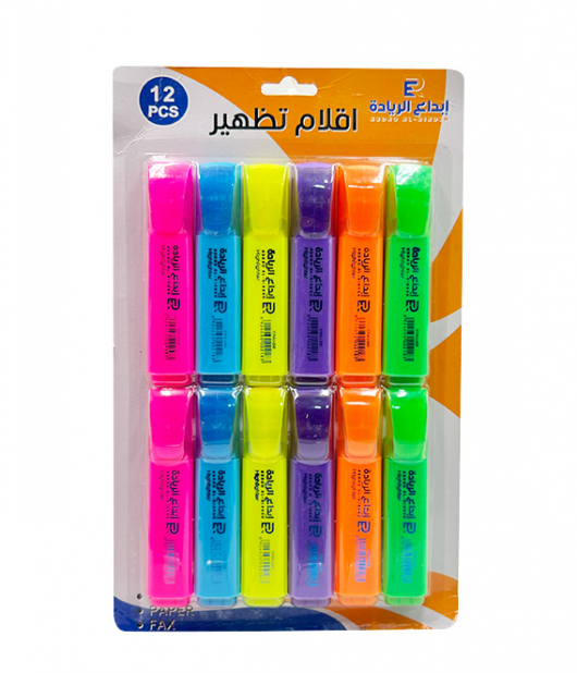 ابداع الريادة اقلام تظهير 12 حبة (6 الوان)