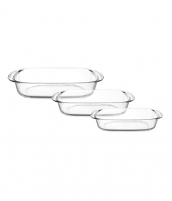 طقم اوانيك زجاج بايركس مستطيل 3قطع