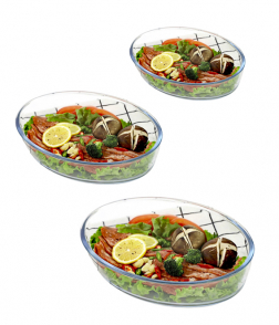 Oval Pyrex glass set 3 Pcs