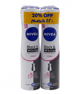 نيفيا مزيل رائحة العرق غير مرئي للملابس البيضاء والسوداء 150مل × حبتين
