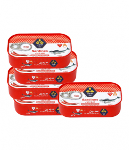 الوزان سردين بزيت دوار الشمس مع الفلفل الحار 125 جرام ×5