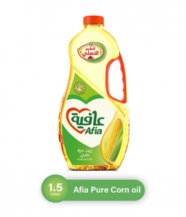 عافية زيت ذرة نقي مدعم بفيتامين أ و د و هـ 1.5 لتر