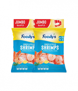 فوديز روبيان جامبو مطبوخ ومقشر مع الذيل 400جم ×2
