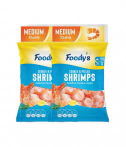 فوديز روبيان وسط مطبوخ ومقشر مع الذيل 400جم ×2