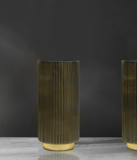 مزهرية سيراميك لون أسود وذهبي #003205