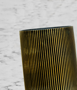 مزهرية سيراميك لون أسود وذهبي #003205