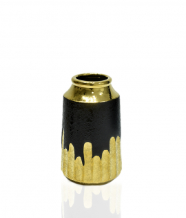 مزهرية سيراميك لون أسود وذهبي #004503 