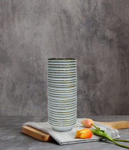 مزهرية سيراميك لون أبيض وذهبي #004479