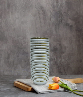 مزهرية سيراميك لون أبيض وذهبي #004479