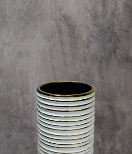 مزهرية سيراميك لون أبيض وذهبي #004479