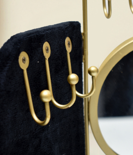 حامل أكسسوارات مع مرآة إطار ذهبي #005332