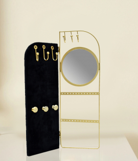 حامل أكسسوارات مع مرآة إطار ذهبي #005332