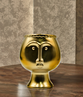 مزهرية ورد شكل وجة لون ذهبي #025110503022