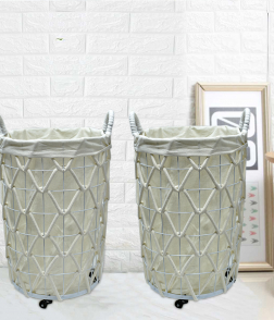  # 219335W سلة حديد قماش 2 حبة لون أبيض 