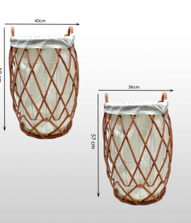 سلة حديد قماش 2 حبة لون أبيض و برتقالي # CX22037TE