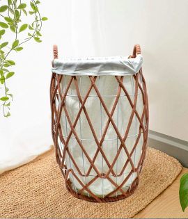 سلة حديد قماش 2 حبة لون أبيض و برتقالي # CX22037TE