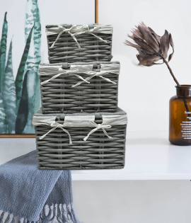 طقم سلة حديد قماش فضي #2230 