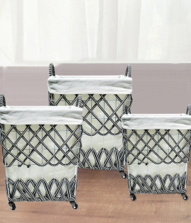  # CX22028TE سلة حديد قماش 3 حبة لون أبيض واسود