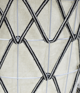 سلة حديد و قماش 2 يد ابيض مع أسود #CX22049TE 