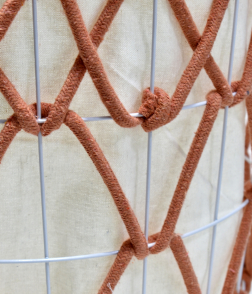 سلة حديد قماش 2 يد لون أبيض و برتقالي # CX22049TE