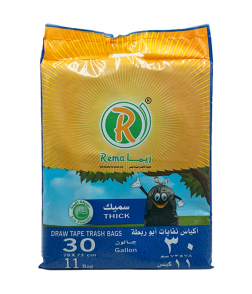 ريما اكياس نفايات ابو ربطة اسود (سميك) 30 جالون × 11 اكياس (73×78 سم)