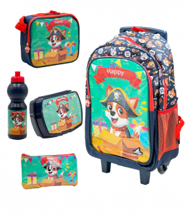 حقيبة مدرسية بعجلات 5 قطع 