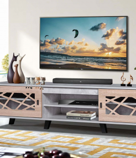 طاوله تلفزيون 180سم رصاصي باب محفور طاوله تلفزيون 180سم رصاصي باب محفور