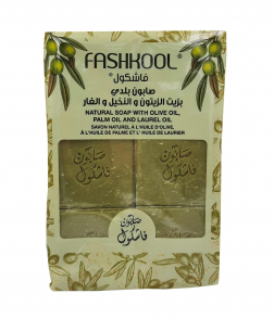 فاشكول صابون بلدي بزيت الزيتون والنخيل والغار 150 جرام 6 حبة