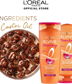 لوريال باريس | شامبو الفيف للشعر الطويل التالف بالكريتين النباتي وزيت الخروع 200 مل