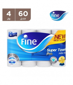 فاين مناشف ورقية لتنشيف معقم للمطبخ ، 4 رول 