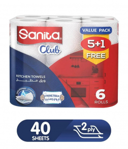 Sanita Club Kitchen Tissues 40 Sheets 6 Rolls
